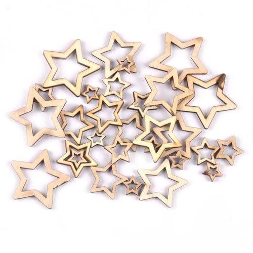 Holzscheiben, Ornamente, 2,7–3,1 cm, gemischte ausgehöhlte Sterne, Holzhandwerk für Kunst, Scrapbooking, Verzierungen, Hochzeit, Holzscheiben, Heimdekoration, 50 Stück Holzscheiben, Ornamente, 2,7–3,1 cm, gemischte ausgehöhlte Sterne, Holzhandwerk für Kunst, Scrapbooking, Verzierungen, Hochzeit, Holzscheiben, Heimdekoration, 50 Stück von FOSANGNANTU