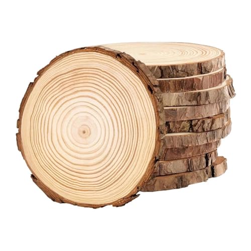 Holzscheiben, Ornamente, 2 Stück, 10 x 10 x 0,1 cm, natürliche Holzscheiben mit Baumrinde, unlackierter Kiefernholzkreis für Basteltischuntersetzer, rustikale Hochzeitsdekoration Holzscheiben, Ornamente, 2 Stück, 10 x 10 x 0,1 cm, natürliche Holzscheiben mit Baumrinde, unlackierter Kiefernholzkreis für Basteltischuntersetzer, rustikale Hochzeitsdekoration von FOSANGNANTU