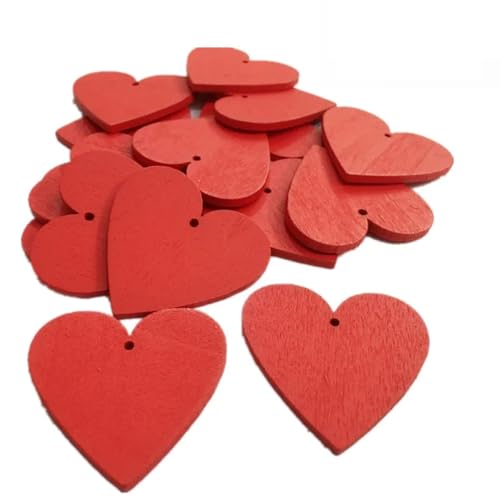 Holzscheiben, Ornamente, 20 Stück, 4 x 3,6 cm, rot, blanko, Herz-Holzscheiben, Holzherz, Liebe, Hochzeit, Datum, Nachrichten, Basteln, Ornamente von FOSANGNANTU