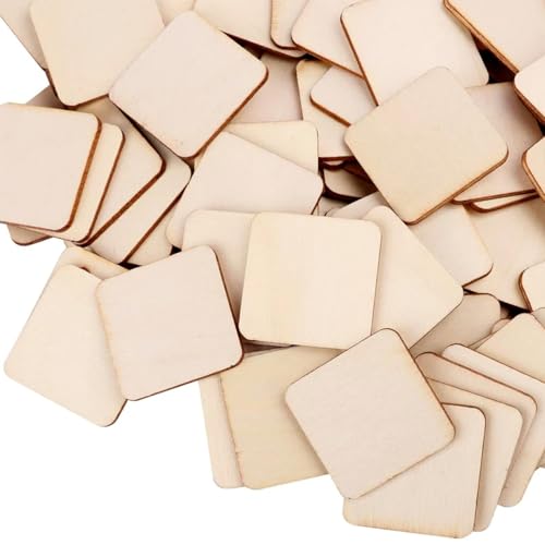 Holzscheiben, Ornamente, 20 Stück, 5 x 5 x 0,25 cm, unlackierte Holzstücke, blanko, runde Eckausschnitte, Basteln, Dekoration, Schnitzen, Gravieren von FOSANGNANTU