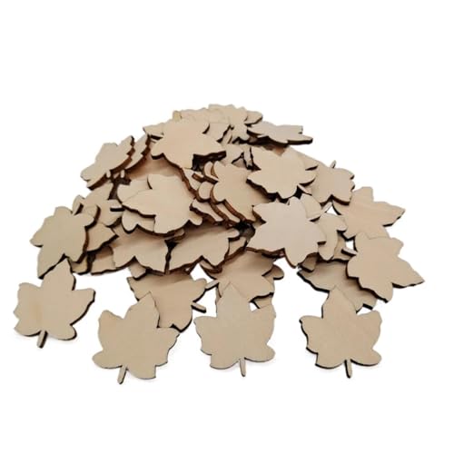 Holzscheiben, Ornamente, 3,5 x 3 cm, Ahornblatt-Ausschnitte, unlackiertes Holz, Ahornblatt, hängende Ornamente, Handwerk, Geschenkanhänger, Party-Projekt, 50 Stück Holzscheiben, Ornamente, 3,5 x 3 cm, Ahornblatt-Ausschnitte, unlackiertes Holz, Ahornblatt, hängende Ornamente, Handwerk, Geschenkanhänger, Party-Projekt, 50 Stück von FOSANGNANTU
