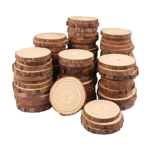 Holzscheiben, Ornamente, 4–5 cm, Naturholzscheiben, unlackiertes Holz mit Baumrinde, rustikale Hochzeitsdekoration, 20 Stück Holzscheiben, Ornamente, 4–5 cm, Naturholzscheiben, unlackiertes Holz mit Baumrinde, rustikale Hochzeitsdekoration, 20 Stück von FOSANGNANTU