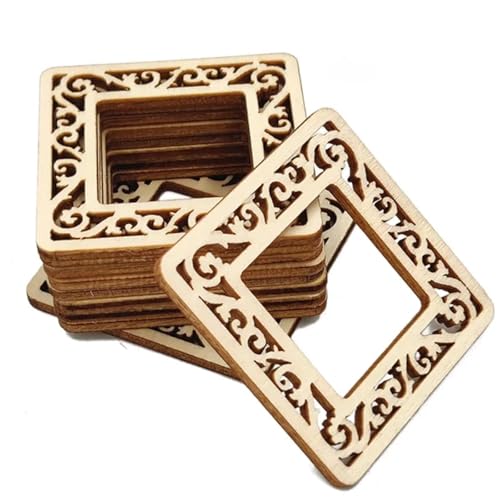 Holzscheiben, Ornamente, 5 x 5 x 0,25 cm, unlackiert, runde Ecken, quadratische Holzausschnitte für Kunst, Bastelprojekte, Lasergravur, Schnitzerei, 10 Stück Holzscheiben, Ornamente, 5 x 5 x 0,25 cm, unlackiert, runde Ecken, quadratische Holzausschnitte für Kunst, Bastelprojekte, Lasergravur, Schnitzerei, 10 Stück von FOSANGNANTU