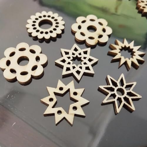 Holzscheiben, Ornamente, 50 Stück, Holzverzierungen, Blume, Schmetterling, Ausschnitte, Scrapbooking, Handwerk, Holzkrone, Scheiben, Holzscheibe, Ornament, Stil 4 von FOSANGNANTU