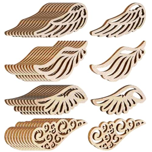 Holzscheiben, Ornamente, 6 x 2,5 cm, Engelsflügel, Basteln, Holzteller, Holzornamente, Farbscheiben, 80 Stück Holzscheiben, Ornamente, 6 x 2,5 cm, Engelsflügel, Basteln, Holzteller, Holzornamente, Farbscheiben, 80 Stück von FOSANGNANTU