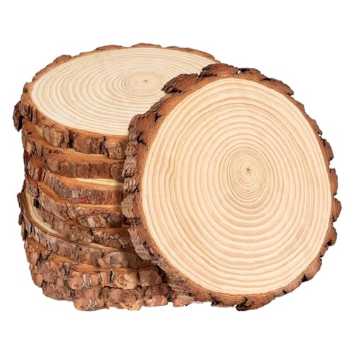 Holzscheiben, Ornamente, 7 x 7 x 1 cm, Naturholzscheiben, unlackierte Kiefernholz-Baumscheiben mit Rinde für Bastelarbeiten, Untersetzer, Hochzeitsdekoration, 5 Stück Holzscheiben, Ornamente, 7 x 7 x 1 cm, Naturholzscheiben, unlackierte Kiefernholz-Baumscheiben mit Rinde für Bastelarbeiten, Untersetzer, Hochzeitsdekoration, 5 Stück von FOSANGNANTU