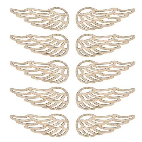 Holzscheiben, Ornamente, Engelsflügel, Holzscheiben, dekorative Verzierungen, Basteln, Scrapbooking, handgefertigt, Graffiti-Knopf-Zubehör, Stil 2, 10 Stück Holzscheiben, Ornamente, Engelsflügel, Holzscheiben, dekorative Verzierungen, Basteln, Scrapbooking, handgefertigt, Graffiti-Knopf-Zubehör, Stil 2, 10 Stück von FOSANGNANTU