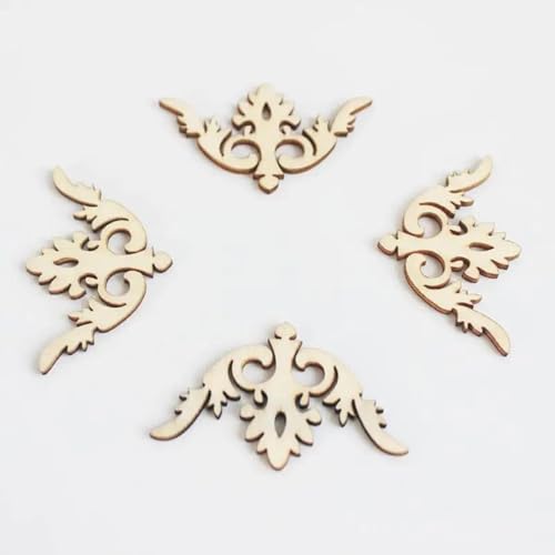Holzscheiben, Ornamente, Holzschnitzerei, Dekoration, Holzscheiben, Engelsflügel, Scrapbook, handgefertigt, Graffiti-Knopf-Zubehör, 4 x 3,2 cm, 10 Stück Holzscheiben, Ornamente, Holzschnitzerei, Dekoration, Holzscheiben, Engelsflügel, Scrapbook, handgefertigt, Graffiti-Knopf-Zubehör, 4 x 3,2 cm, 10 Stück von FOSANGNANTU