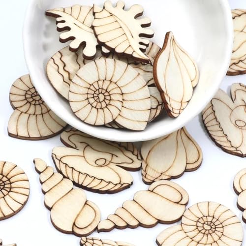 Holzscheiben, Ornamente, gemischte Muschelschalen, Holzornamente, Holzscheiben, Basteln, Scrapbooking, Heimdekoration, Zubehör, Hochzeit, Handarbeit, 20 Stück Holzscheiben, Ornamente, gemischte Muschelschalen, Holzornamente, Holzscheiben, Basteln, Scrapbooking, Heimdekoration, Zubehör, Hochzeit, Handarbeit, 20 Stück von FOSANGNANTU