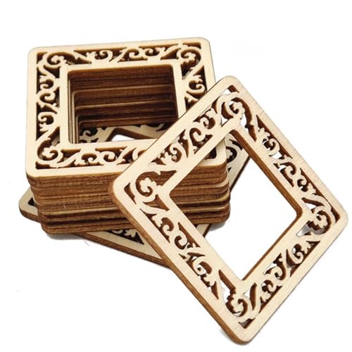 Holzscheiben, Ornamente, handgefertigte Holzarbeiten, Heimdekoration, Zubehör, Sammelalben, Malerei, natürliche Spitze, Bilderrahmen, runde Ornamente, 5 x 5 cm, 10 Stück von FOSANGNANTU
