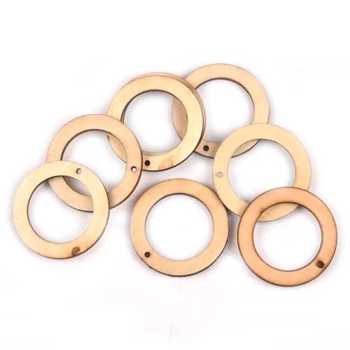 Holzscheiben, Ornamente, runde Ringe, Holzscheiben für Charm-Anhänger, Basteln, Scrapbooking, hängende Heimdekoration, Holzverzierung, 4,1 x 4,1 cm, 10 Stück Holzscheiben, Ornamente, runde Ringe, Holzscheiben für Charm-Anhänger, Basteln, Scrapbooking, hängende Heimdekoration, Holzverzierung, 4,1 x 4,1 cm, 10 Stück von FOSANGNANTU