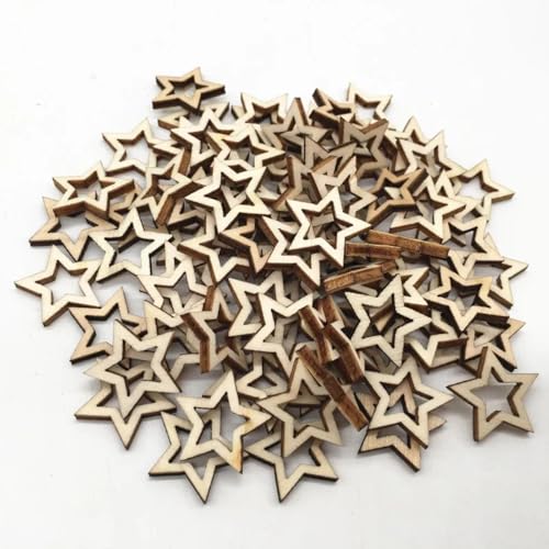Holzscheiben, Ornamente, unlackierte Holzausschnitte, sternförmige Holzstücke für Holzhandwerksprojekte, Geschenkanhänger, Heimdekoration, 1 x 1 cm, 50 Stück Holzscheiben, Ornamente, unlackierte Holzausschnitte, sternförmige Holzstücke für Holzhandwerksprojekte, Geschenkanhänger, Heimdekoration, 1 x 1 cm, 50 Stück von FOSANGNANTU