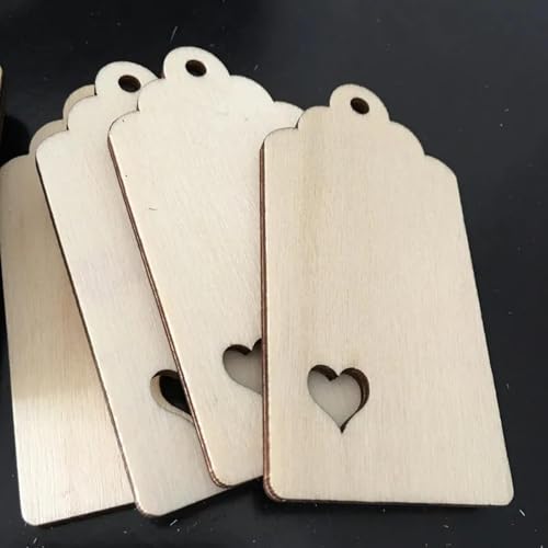Holzscheiben-Ornamente, 8 x 4 cm, Kraft-Holz-Bastelanhänger mit Jute-Schnur, beschreibbare Etiketten für Geschenke, Hochzeit, Valentinstag, 10 Stück Holzscheiben-Ornamente, 8 x 4 cm, Kraft-Holz-Bastelanhänger mit Jute-Schnur, beschreibbare Etiketten für Geschenke, Hochzeit, Valentinstag, 10 Stück von FOSANGNANTU
