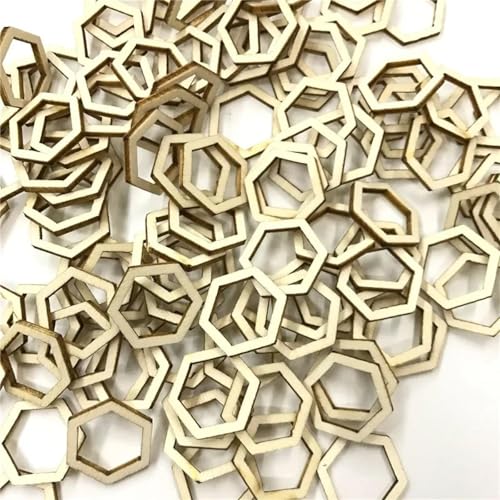 Holzscheiben zum Basteln, 100 Stück, 2 x 2 cm, Holzblumen, Blätter, Herzform, hängende Ornamente für Zuhause, Party, Tischdekoration, Scrapbooking, Basteln, Hexgon Holzscheiben zum Basteln, 100 Stück, 2 x 2 cm, Holzblumen, Blätter, Herzform, hängende Ornamente für Zuhause, Party, Tischdekoration, Scrapbooking, Basteln, Hexgon von FOSANGNANTU