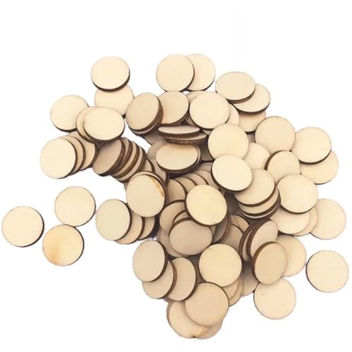 Holzscheiben zum Basteln, 100 Stück, 2 x 2 x 0,2 cm, unlackiert, runde Scheibe, blanko, natürliche Holzausschnitte, Ornamente für Dekoration, Bastelbedarf, Kunstbedarf Holzscheiben zum Basteln, 100 Stück, 2 x 2 x 0,2 cm, unlackiert, runde Scheibe, blanko, natürliche Holzausschnitte, Ornamente für Dekoration, Bastelbedarf, Kunstbedarf von FOSANGNANTU