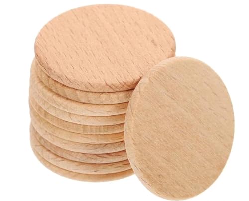 Holzscheiben zum Basteln, 100 Stück, 3 x 3 x 0,3 cm, natürliche Buchenholzscheiben, unlackierte Massivholzausschnitte, Bastelprojekte von FOSANGNANTU