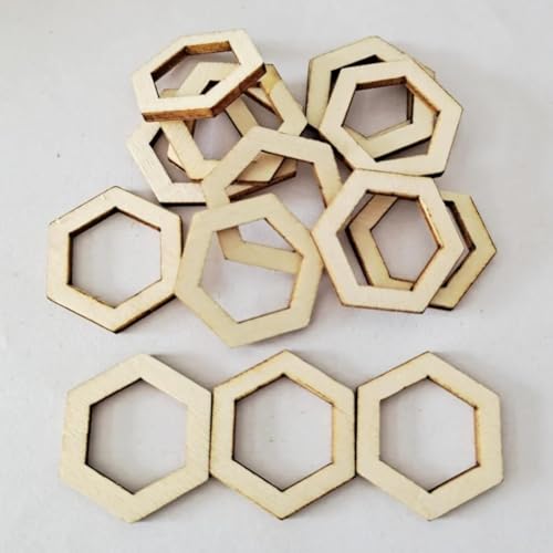 Holzscheiben zum Basteln, 100 Stück, unlackiertes Holz, sechseckig, natürlich, unlackiert, Holzscheiben, Verzierungen, Ornamente, 1 x 1 cm Holzscheiben zum Basteln, 100 Stück, unlackiertes Holz, sechseckig, natürlich, unlackiert, Holzscheiben, Verzierungen, Ornamente, 1 x 1 cm von FOSANGNANTU