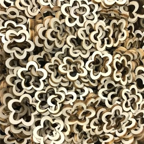 Holzscheiben zum Basteln, 2 x 2 cm, Holzblumen, Blätter, Herzform, hängende Ornamente für Zuhause, Party, Tischdekoration, Scrapbooking, Basteln, 100 Stück Holzscheiben zum Basteln, 2 x 2 cm, Holzblumen, Blätter, Herzform, hängende Ornamente für Zuhause, Party, Tischdekoration, Scrapbooking, Basteln, 100 Stück von FOSANGNANTU