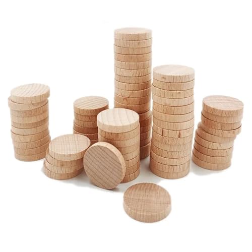 Holzscheiben zum Basteln, 4 x 4 x 0,5 cm, unlackierte Holzkreise, flache, unlackierte runde Holzscheiben für Zubehör, Bastelprojekte, Malen, Schreiben, 10 Stück Holzscheiben zum Basteln, 4 x 4 x 0,5 cm, unlackierte Holzkreise, flache, unlackierte runde Holzscheiben für Zubehör, Bastelprojekte, Malen, Schreiben, 10 Stück von FOSANGNANTU