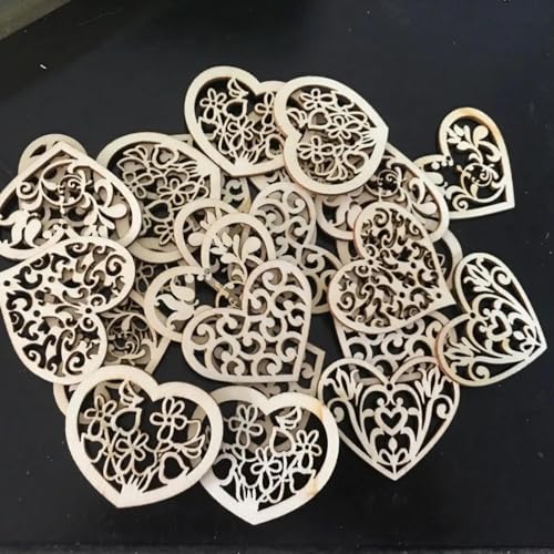 Holzscheiben zum Basteln, 5,3 x 5,3 cm, ausgehöhltes Herzmuster, kleine natürliche Holzscheibe, Scrapbooking, Verzierungen, Basteldekoration, 10 Stück Holzscheiben zum Basteln, 5,3 x 5,3 cm, ausgehöhltes Herzmuster, kleine natürliche Holzscheibe, Scrapbooking, Verzierungen, Basteldekoration, 10 Stück von FOSANGNANTU