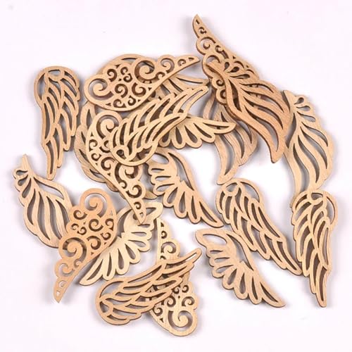 Holzscheiben zum Basteln, 5,6 x 2,3 cm, Flügel-Holzornamente, Heimdekoration für Scrapbooking, Holzhandwerk, Verzierungen, 20 Stück Holzscheiben zum Basteln, 5,6 x 2,3 cm, Flügel-Holzornamente, Heimdekoration für Scrapbooking, Holzhandwerk, Verzierungen, 20 Stück von FOSANGNANTU