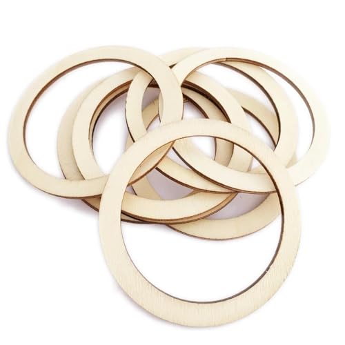 Holzscheiben zum Basteln, 5 Stück, 15 x 15 x 0,25 cm, unlackierte Holzringe zum Basteln, natürlicher flacher Ringkreis für Anhängerverbinder, Heimdekoration Holzscheiben zum Basteln, 5 Stück, 15 x 15 x 0,25 cm, unlackierte Holzringe zum Basteln, natürlicher flacher Ringkreis für Anhängerverbinder, Heimdekoration von FOSANGNANTU