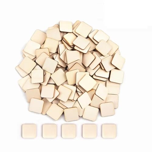 Holzscheiben zum Basteln, 50 Stück, 2 x 2 x 0,25 cm, unlackierte Holzstücke, blanko, natürliche Scheiben, Holz, quadratisch, Basteln, Malen, Dekoration Holzscheiben zum Basteln, 50 Stück, 2 x 2 x 0,25 cm, unlackierte Holzstücke, blanko, natürliche Scheiben, Holz, quadratisch, Basteln, Malen, Dekoration von FOSANGNANTU
