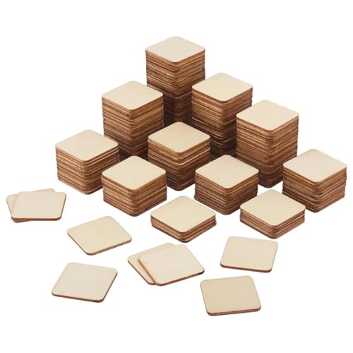 Holzscheiben zum Basteln, 50 Stück, 3 x 3 x 0,25 cm, unlackierte Holzstücke, blanko, Holzquadrate Ausschnitte, Ornamente, runde Ecken, Basteln, Schnitzen, Gravieren Holzscheiben zum Basteln, 50 Stück, 3 x 3 x 0,25 cm, unlackierte Holzstücke, blanko, Holzquadrate Ausschnitte, Ornamente, runde Ecken, Basteln, Schnitzen, Gravieren von FOSANGNANTU