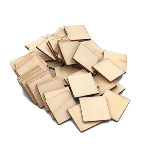 Holzscheiben zum Basteln, 50 Stück, 3 x 3 x 0,25 cm, unlackierte Holzstücke, natürliche Blanko-Holzscheiben, quadratische Ausschnitte, Fliesen, Basteln, Tassen-Untersetzer Holzscheiben zum Basteln, 50 Stück, 3 x 3 x 0,25 cm, unlackierte Holzstücke, natürliche Blanko-Holzscheiben, quadratische Ausschnitte, Fliesen, Basteln, Tassen-Untersetzer von FOSANGNANTU