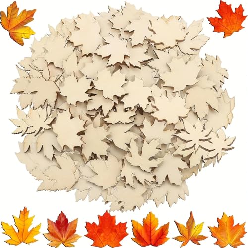 Holzscheiben zum Basteln, 80 Stück, 3 x 3 x 0,25 cm, Ahornblatt-Ausschnitt, unlackiert, blanko, Ahornblatt, Erntedankfest, Party, Dekoration Holzscheiben zum Basteln, 80 Stück, 3 x 3 x 0,25 cm, Ahornblatt-Ausschnitt, unlackiert, blanko, Ahornblatt, Erntedankfest, Party, Dekoration von FOSANGNANTU