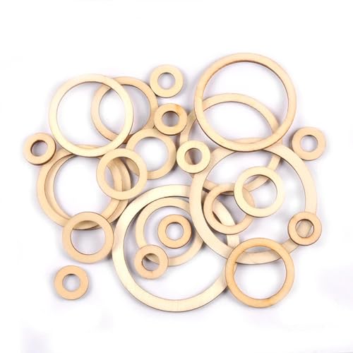 Holzscheiben zum Basteln, Kreisringe, Holzscheiben, Dekoration für Scrapbooking, Basteln, natürliche, unlackierte runde Holzornamente, 60 mm, 20 Stück Holzscheiben zum Basteln, Kreisringe, Holzscheiben, Dekoration für Scrapbooking, Basteln, natürliche, unlackierte runde Holzornamente, 60 mm, 20 Stück von FOSANGNANTU