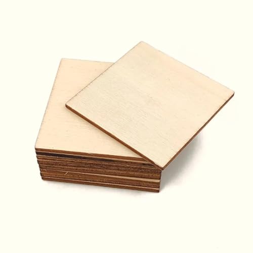 Holzscheiben zum Basteln, blanko, unlackiert, runde Ecken, Holzausschnitte für Kunsthandwerksprojekte, Dekoration, Lasergravur, Schnitzerei, 4 x 4 cm, 10 Stück Holzscheiben zum Basteln, blanko, unlackiert, runde Ecken, Holzausschnitte für Kunsthandwerksprojekte, Dekoration, Lasergravur, Schnitzerei, 4 x 4 cm, 10 Stück von FOSANGNANTU