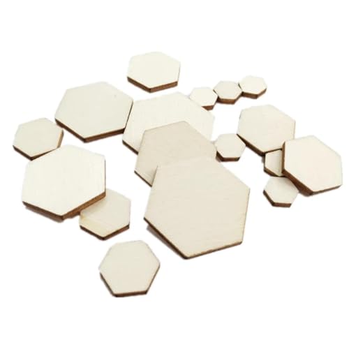 Holzscheiben zum Basteln, sechseckige Holzteile, unlackierte Holzstücke, blanko, für bemalte Materialscheiben, 3 x 3 cm, 100 Stück von FOSANGNANTU
