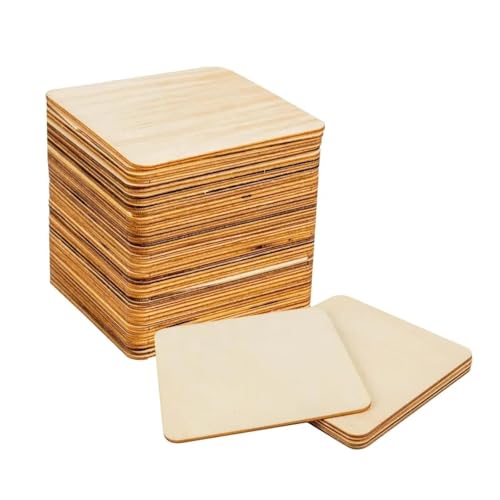 Holzscheiben zum Basteln, unlackierte Holzstücke, natürlich, blanko, quadratische Holzausschnitte, Fliesen, Basteln, Malen, Untersetzer, Gravur, 6 x 6 x 0,25 cm, 100 Stück Holzscheiben zum Basteln, unlackierte Holzstücke, natürlich, blanko, quadratische Holzausschnitte, Fliesen, Basteln, Malen, Untersetzer, Gravur, 6 x 6 x 0,25 cm, 100 Stück von FOSANGNANTU