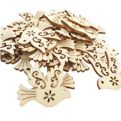 Holzstücke, 30 Stück, 3,2 x 3,5 x 0,25 cm, niedliche Tierförmige Verzierungen, Ornament, unlackiertes Holz für Party-Dekoration, Bastelbedarf von FOSANGNANTU
