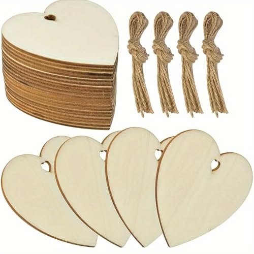 Holzstücke, 40 Stück, 7,5 x 7,3 x 0,3 cm, natürliche Herz-Holzscheiben, Holzornamente, unlackierte Holzherzen für Hochzeit, Festival-Behang Holzstücke, 40 Stück, 7,5 x 7,3 x 0,3 cm, natürliche Herz-Holzscheiben, Holzornamente, unlackierte Holzherzen für Hochzeit, Festival-Behang von FOSANGNANTU