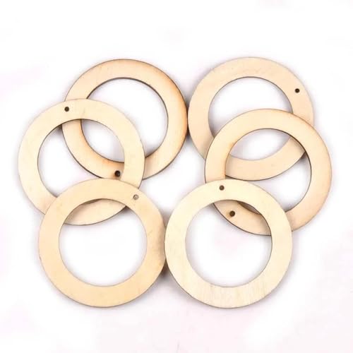 Holzstücke, runde Ringe, Holzscheiben für Charm-Anhänger, Basteln, Scrapbooking, hängende Heimdekoration, Holzverzierung, 6 x 6 cm, 10 Stück Holzstücke, runde Ringe, Holzscheiben für Charm-Anhänger, Basteln, Scrapbooking, hängende Heimdekoration, Holzverzierung, 6 x 6 cm, 10 Stück von FOSANGNANTU