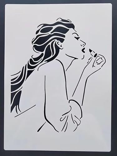Schablonen zum Basteln, 21 x 29 cm, Federschablone für Frauen zum Malen auf Holz, Wand, Tür, Leinwand, Heimdekoration, Stil 4 von FOSANGNANTU