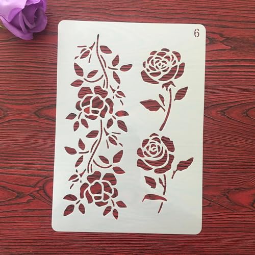 Schablonen zum Basteln, 29 x 21 cm, Blumenblatt-Schablone zum Malen auf Holz, Wand, Tür, Leinwand, Heimdekoration, Stil 1 von FOSANGNANTU