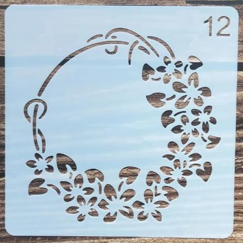 Schablonen zum Basteln, Blumengirlande, Schablone zum Malen auf Holz, Wand, Tür, Leinwand, Heimdekoration, Stil 2, 13 x 13 cm Schablonen zum Basteln, Blumengirlande, Schablone zum Malen auf Holz, Wand, Tür, Leinwand, Heimdekoration, Stil 2, 13 x 13 cm von FOSANGNANTU