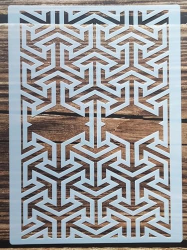 Schablonen zum Basteln, Geometrie, Wolfsflügel, Schablone zum Malen auf Holz, Wand, Tür, Leinwand, Heimdekoration, Stil 7, 21 x 29 cm Schablonen zum Basteln, Geometrie, Wolfsflügel, Schablone zum Malen auf Holz, Wand, Tür, Leinwand, Heimdekoration, Stil 7, 21 x 29 cm von FOSANGNANTU