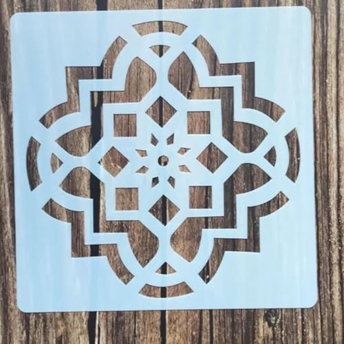 Schablonen zum Basteln, geometrische Muster, Schablone zum Malen auf Holz, Wand, Tür, Leinwand, Heimdekoration, Stil 4, 15 x 15 cm Schablonen zum Basteln, geometrische Muster, Schablone zum Malen auf Holz, Wand, Tür, Leinwand, Heimdekoration, Stil 4, 15 x 15 cm von FOSANGNANTU