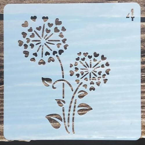 Wiederverwendbare Schablonen, 13 x 13 cm, Blumengras-Schablone zum Malen auf Holzmöbeln, Bodendekoration, Heimwerkerbedarf, Stil 1 von FOSANGNANTU