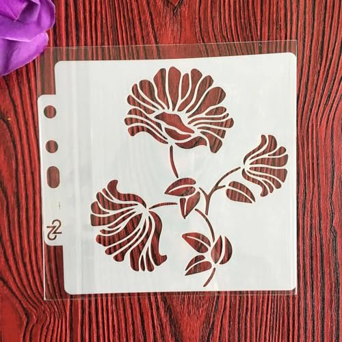 Wiederverwendbare Schablonen, 13 x 13 cm, Blumenschablone zum Malen auf Holz, Möbel, Boden, Dekoration, Heimwerkerbedarf, Stil 7 Wiederverwendbare Schablonen, 13 x 13 cm, Blumenschablone zum Malen auf Holz, Möbel, Boden, Dekoration, Heimwerkerbedarf, Stil 7 von FOSANGNANTU