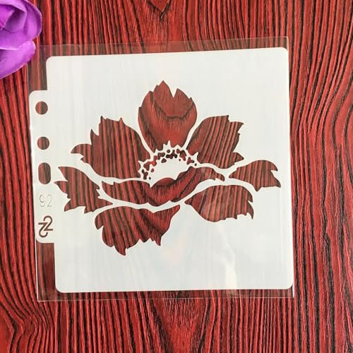Wiederverwendbare Schablonen, 13 x 13 cm, Rosenblüten-Schablone zum Malen auf Holz, Möbel, Boden, Dekoration, Heimwerkerbedarf, Stil 1 Wiederverwendbare Schablonen, 13 x 13 cm, Rosenblüten-Schablone zum Malen auf Holz, Möbel, Boden, Dekoration, Heimwerkerbedarf, Stil 1 von FOSANGNANTU