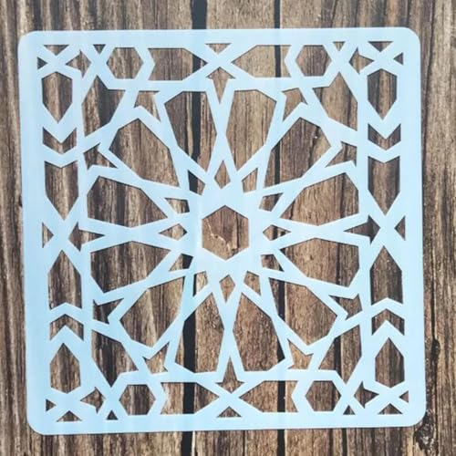 Wiederverwendbare Schablonen, 15 x 15 cm, geometrische Muster, Schablone zum Malen auf Holz, Möbel, Boden, Dekoration, Heimwerkerbedarf, Stil 6 Wiederverwendbare Schablonen, 15 x 15 cm, geometrische Muster, Schablone zum Malen auf Holz, Möbel, Boden, Dekoration, Heimwerkerbedarf, Stil 6 von FOSANGNANTU