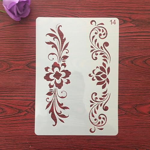 Wiederverwendbare Schablonen, A4, 29 x 21 cm, Blumen-Blatt-Symbol-Schablone zum Malen auf Holz, Möbel, Boden, Dekoration, Heimwerkerbedarf, Stil 7 Wiederverwendbare Schablonen, A4, 29 x 21 cm, Blumen-Blatt-Symbol-Schablone zum Malen auf Holz, Möbel, Boden, Dekoration, Heimwerkerbedarf, Stil 7 von FOSANGNANTU