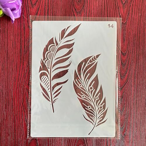 Wiederverwendbare Schablonen, A4, 29 x 21 cm, Federschablone zum Malen auf Holz, Möbel, Boden, Dekoration, DIY-Zubehör Wiederverwendbare Schablonen, A4, 29 x 21 cm, Federschablone zum Malen auf Holz, Möbel, Boden, Dekoration, DIY-Zubehör von FOSANGNANTU
