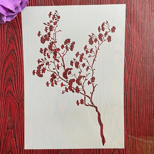 Wiederverwendbare Schablonen, A4, 29 x 21 cm, Zweigschablone zum Malen auf Holz, Möbel, Boden, Dekoration, DIY-Zubehör von FOSANGNANTU
