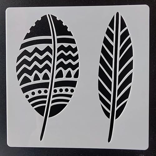 Wiederverwendbare Schablonen, Federblätter, Schichtschablone zum Malen auf Holz, Wand, Stoff, Stein, Schild, DIY-Kunstprojekte, Stil 4, 13 x 13 cm Wiederverwendbare Schablonen, Federblätter, Schichtschablone zum Malen auf Holz, Wand, Stoff, Stein, Schild, DIY-Kunstprojekte, Stil 4, 13 x 13 cm von FOSANGNANTU